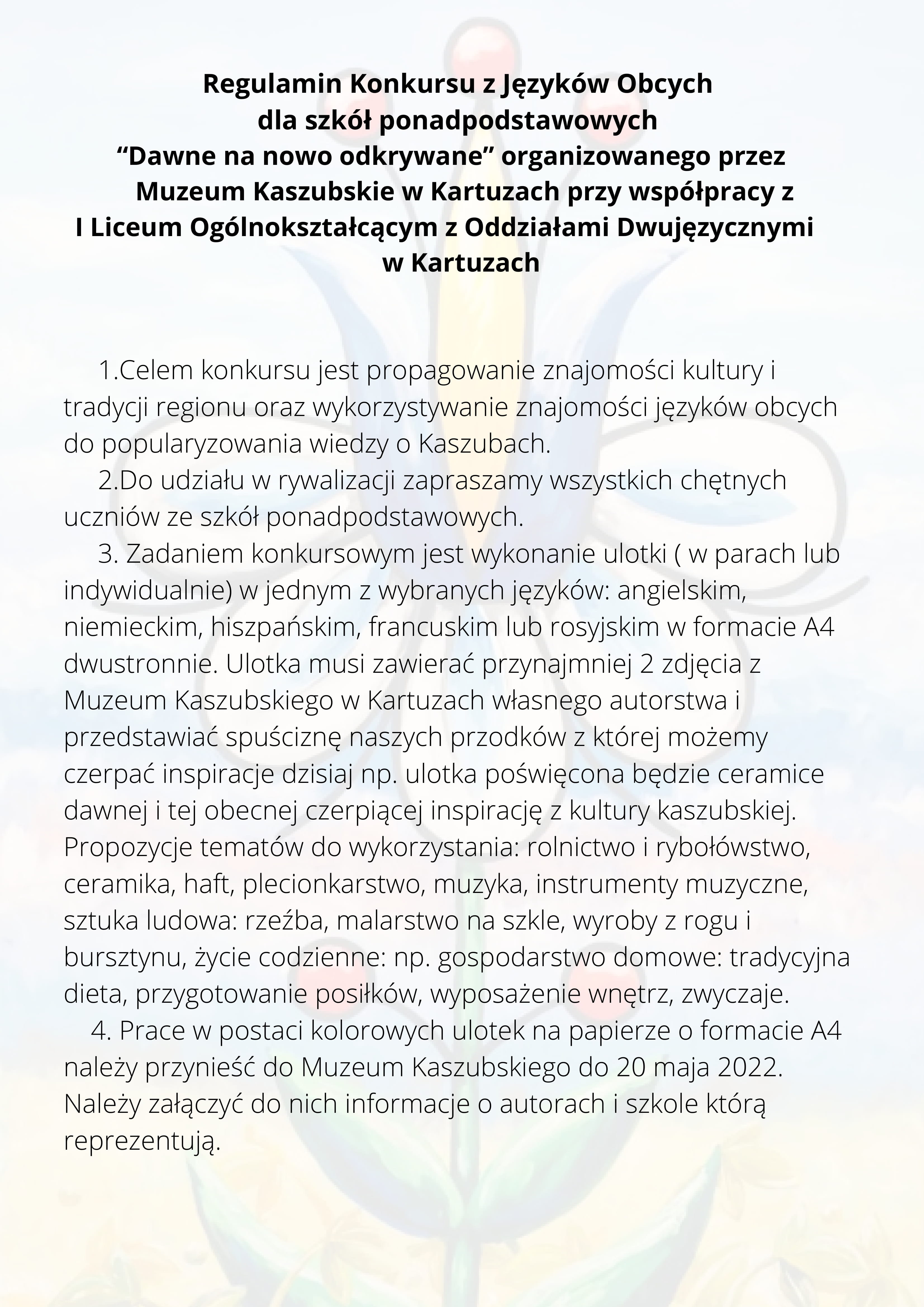 Regulamin konkursu kaszubskiego 1