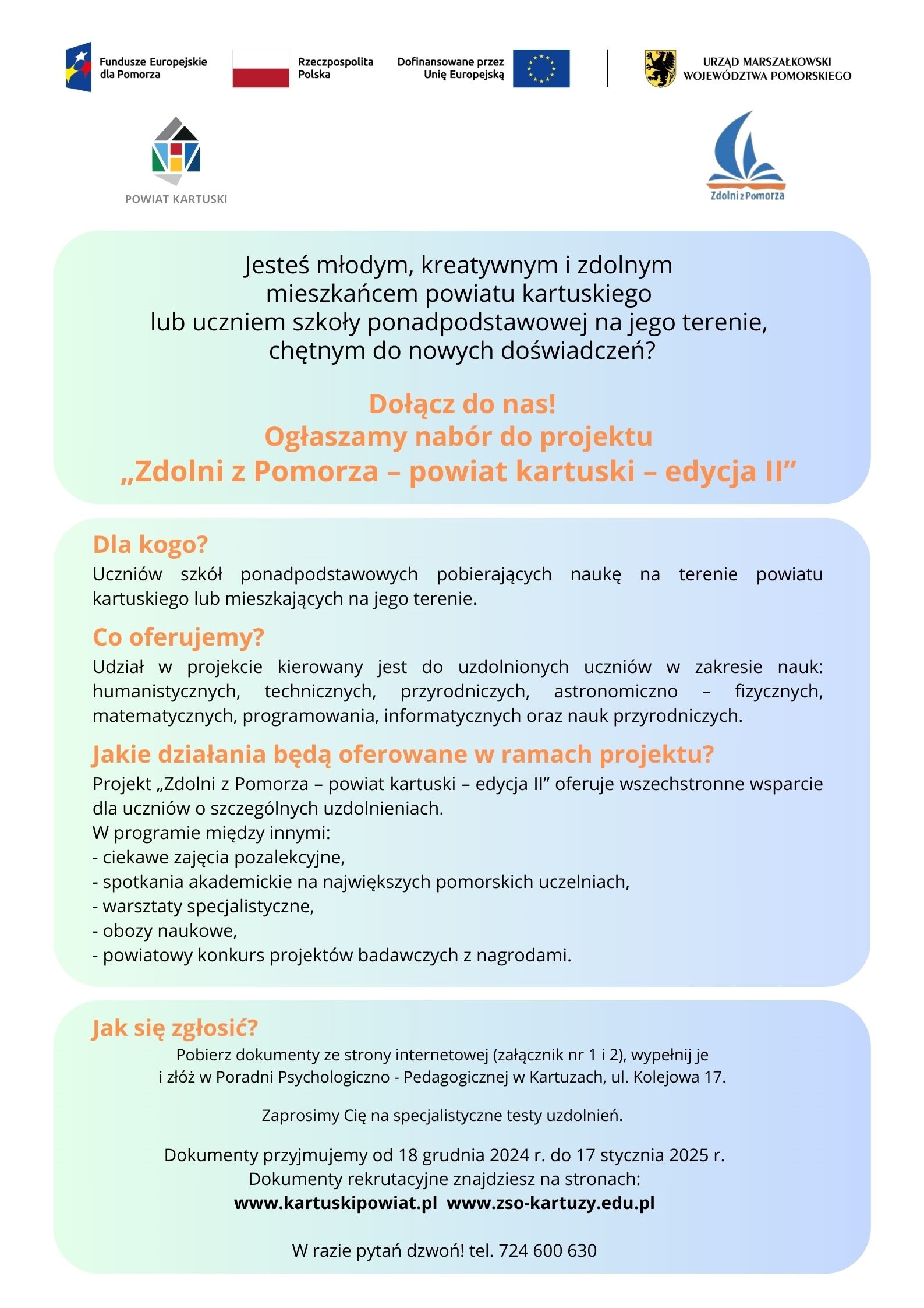 Plakat rekrutacja Zdolni z Pomorza